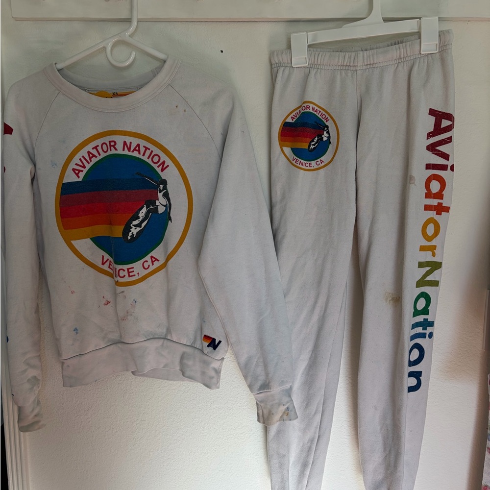 Aviator Nation Kids White Sweatshirt and Joggers